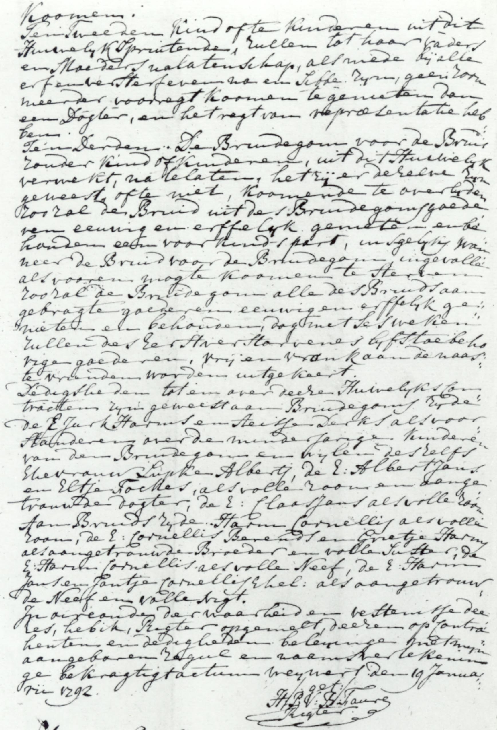 huwelijksakte 1792 -2 in 1792.
tweede deel van de huwelijksakte tussen antje harms en jan geerts.